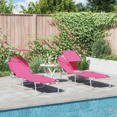 Ligstoel 2-persoon 2 pcs Roze 58 x 188 x 77cm Stof