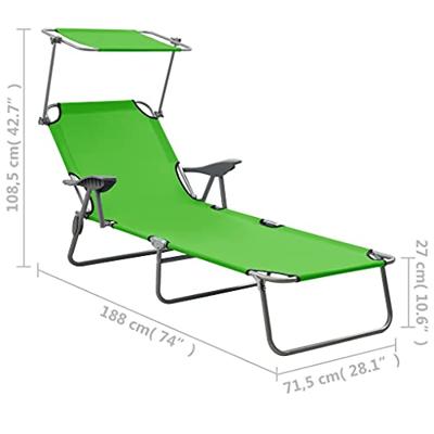 Ligbed met luifel staal groen - thumbnail