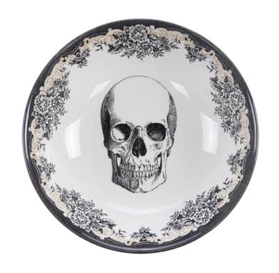 Zwart-witte keramische kom - Skull Design - Royal Stafford - 700ml - 19x5cm Zwart-witte keramische kom - Skull Design - Royal Stafford - 700ml - 19x5cm