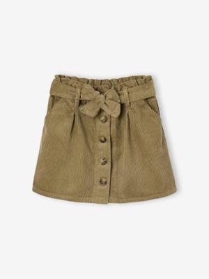 Paperbag-rok van ribfluweel olijf Paperbag-rok van ribfluweel olijf