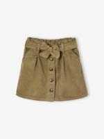 Paperbag-rok van ribfluweel olijf - thumbnail