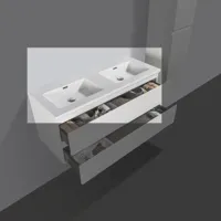 Mineraalmarmer wastafel Tieme wit zonder kraangat - thumbnail