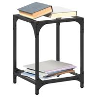 Salontafels 2 st met transparant glazen blad 30x30x40 cm staal - thumbnail