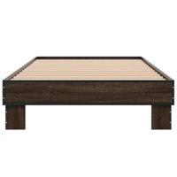 Bedframe bewerkt hout en metaal bruin eikenkleurig 100x200 cm - thumbnail