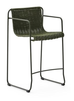 Kave Home Outdoor Barkruk 'Maurina' Touw en staal, kleur Groen (zithoogte 65cm)