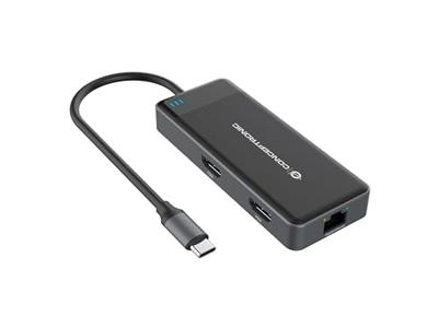 Conceptronic DONN14G notebook dock & poortreplicator Bedraad USB 3.2 Gen 1 (3.1 Gen 1) Type-C Grijs