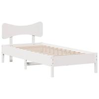 Bedframe zonder matras massief grenenhout wit 75x190 cm - thumbnail