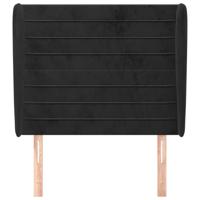 Hoofdbord met randen 83x23x118/128 cm fluweel zwart - thumbnail