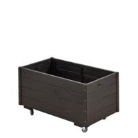 Rechthoekige Plantenbak Zwart Hout Op Wielen - thumbnail