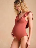 Zwempak voor zwangerschap en borstvoeding met volant ENVIE DE FRAISE terracotta - thumbnail