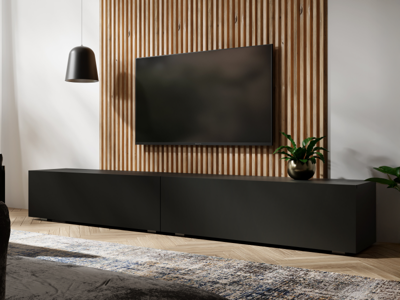 Tv-meubel KINGSTON 2 klapdeuren 210 cm mat zwart