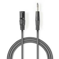 Nedis COTH15100GY50 Gebalanceerde Xlr-audiokabel Xlr 3-pins Male - 6,35 Mm Male 5,0 M Grijs - thumbnail