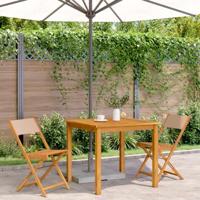 Bistrostoelen 2 st massief acaciahout en stof taupe - thumbnail