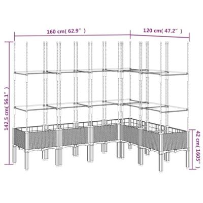 Plantenbak met latwerk 160x120x142,5 cm polypropeen lichtgrijs Plantenbak met latwerk 160x120x142,5 cm polypropeen lichtgrijs