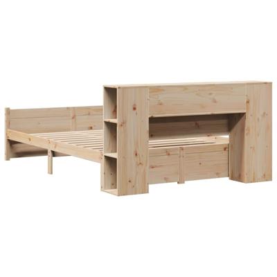Bed met boekenkast zonder matras massief grenenhout 135x190 cm - thumbnail
