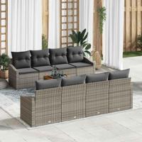 Tuinbankenset met opslag 9 pcs Grijs poly rattan - thumbnail