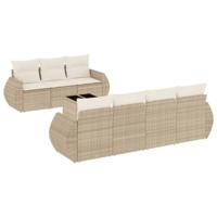 8-delige Loungeset met kussens poly rattan beige - thumbnail