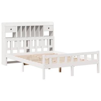 Bed met boekenkast zonder matras grenenhout wit 150x200 cm - thumbnail