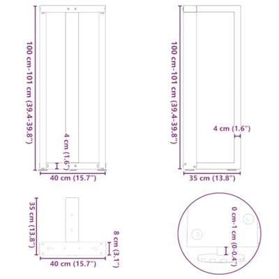 Bartafelpoten 2 st T-vormig 40x35x(100-101) cm staal antraciet