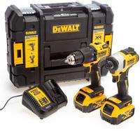 DeWalt dck2062p2t comboset 18v 5,0ah li-ion - dcd709 accuklopboormachine + dcf809 slagschroevendraaier - dck2062p2t - thumbnail