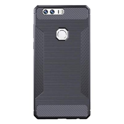 Huawei Honor 8 Geborsteld koolstofvezel structuur schokbestendig TPU back cover Hoesje (grijs)
