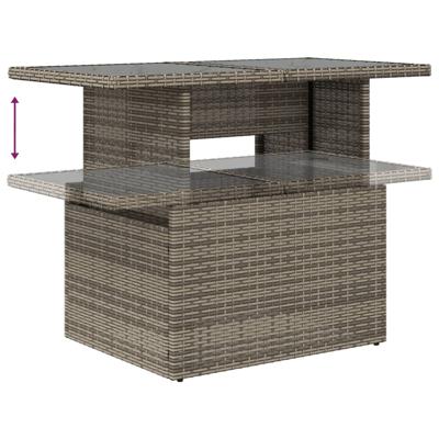 2-delige Loungeset met kussens poly rattan en glas grijs