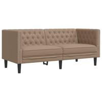 3-delige Loungeset Chesterfield-stijl kunstleer cappuccinokleur - thumbnail