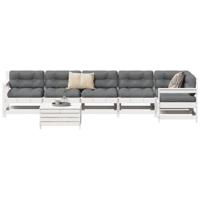 7-delige Loungeset massief grenenhout wit - thumbnail