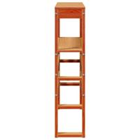 Hoofdbord met schappen 100 cm massief grenenhout wasbruin - thumbnail