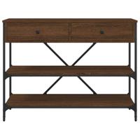 Wandtafel met lades en schappen bewerkt hout bruin eikenkleur - thumbnail