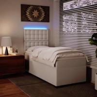 Boxspring met matras kunstleer wit 100x200 cm - thumbnail