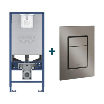 GROHE Rapid SLX Inbouwreservoir - frame netspanning - douchewc aansluiting - GROHE Skate cosmopolitan bedieningsplaat - Geborsteld Hard Graphite sw242311/sw405420 GROHE Rapid SLX Inbouwreservoir - frame netspanning - douchewc aansluiting - GROHE Skate cosmopolitan bedieningsplaat - Geborsteld Hard Graphite sw242311/sw405420