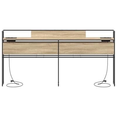 Opberghoofdbord met plank Sonoma eiken 200 cm Bewerkt hout