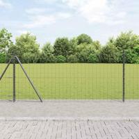 VidaXL Hek met paal grijs 1 x 10 m staal en pvc - thumbnail