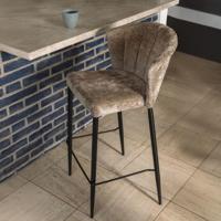 Dutchbone Barstoel 'Georgia' Chenille, kleur Beige (zithoogte 75cm) - thumbnail