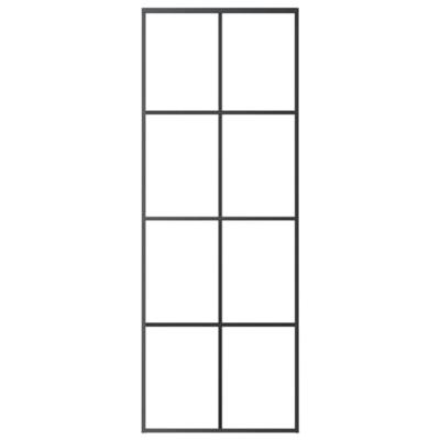VidaXL Schuifdeur 76x205 cm esg-glas en aluminium zwart VidaXL Schuifdeur 76x205 cm esg-glas en aluminium zwart