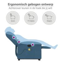 Sta-op-massagestoel elektrisch verstelbaar fluweel blauw - thumbnail