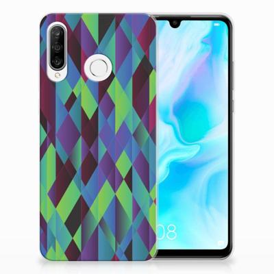 Huawei P30 Lite | TPU Hoesje | Abstract Green Blue