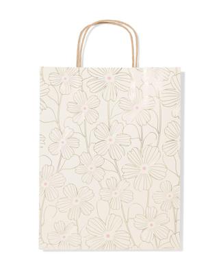HEMA Cadeautas L 31x24cm bloemen (goud)