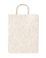 HEMA Cadeautas L 31x24cm bloemen (goud) - thumbnail