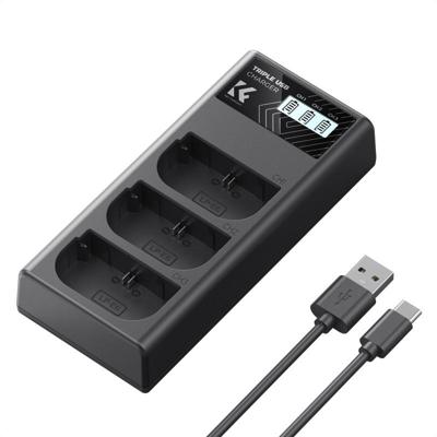 K&F Concept LP-E6NH triple batterij-oplader met USB-C en LCD-display