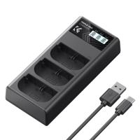 K&F Concept LP-E6NH triple batterij-oplader met USB-C en LCD-display - thumbnail