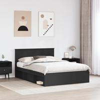 Bedframe met hoofdeinde Zwart 135 x 190 cm Massief grenenhout - thumbnail