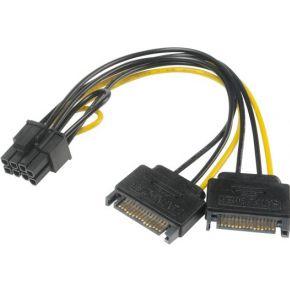 Akasa AK-CBPW19-15 kabeladapter/verloopstukje 6+2pin PCIe SATA Zwart Akasa AK-CBPW19-15 kabeladapter/verloopstukje 6+2pin PCIe SATA Zwart
