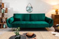 Retro slaapbank DIVANI 220cm smaragdgroen fluweel gouden poten 3-zits slaapbank functie - 40090 - thumbnail