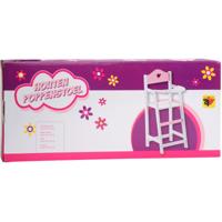 Houten poppenstoel - Wit/Roze - met Hartje - thumbnail