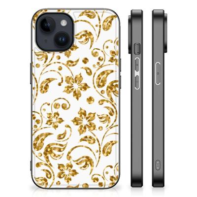 iPhone 15 Plus Bloemen Hoesje Gouden Bloemen