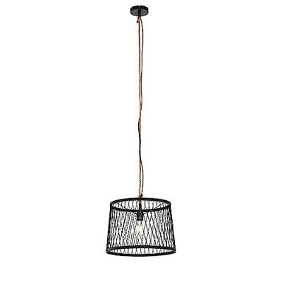 QAZQA Landelijke buiten hanglamp zwart rotan 40 cm - Calamus