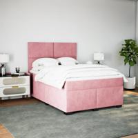 Boxspring met matras fluweel roze 160x200 cm - thumbnail