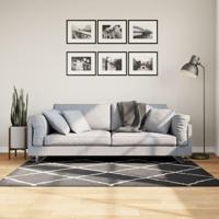 VidaXL Vloerkleed shaggy hoogpolig modern 120x170 cm zwart en crème - thumbnail